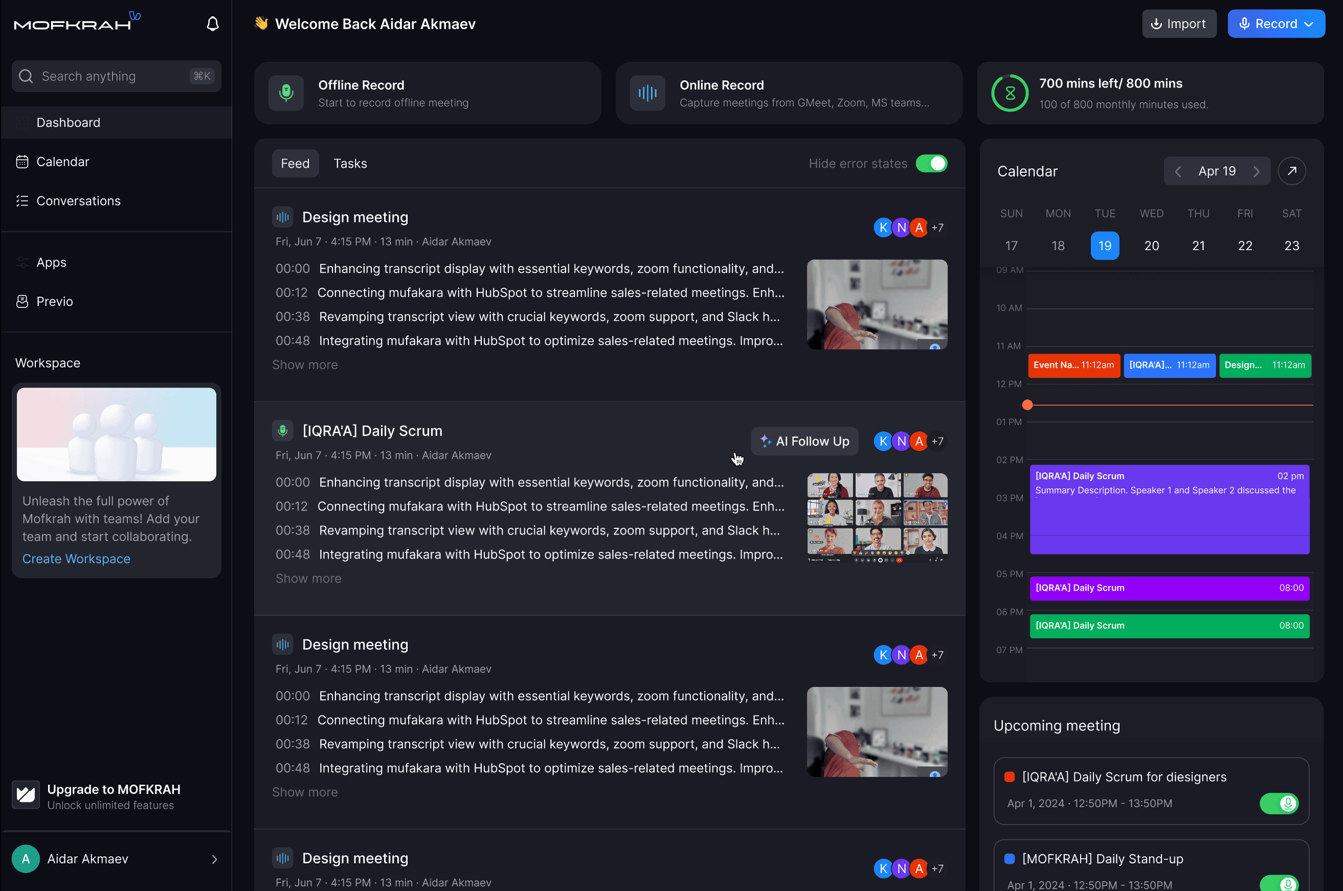 Mofkrah - AI Meeting Assistant